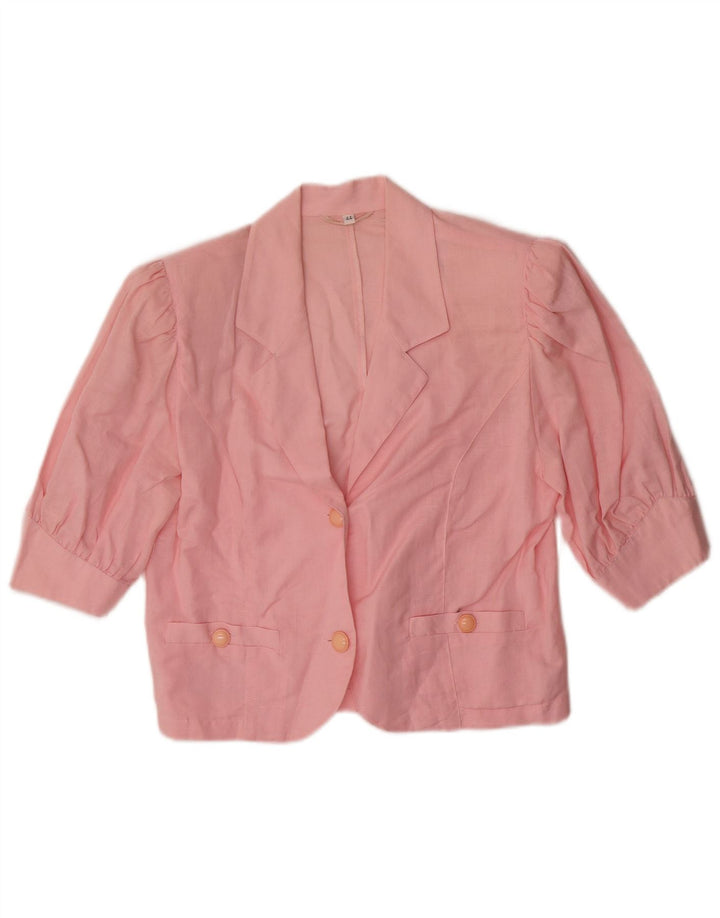 Incom Womens Short Sleeve 2 Button Blazer Jacket IT 44 Medium Pink