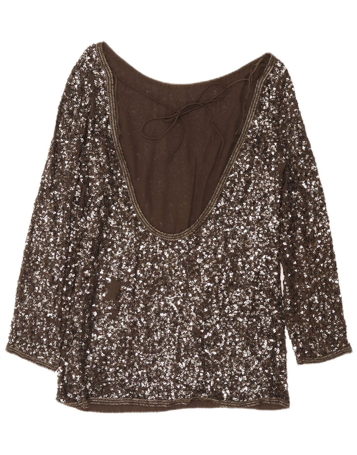 All Saints Womens Long Sleeve Blouse Top UK 14 Medium Grey