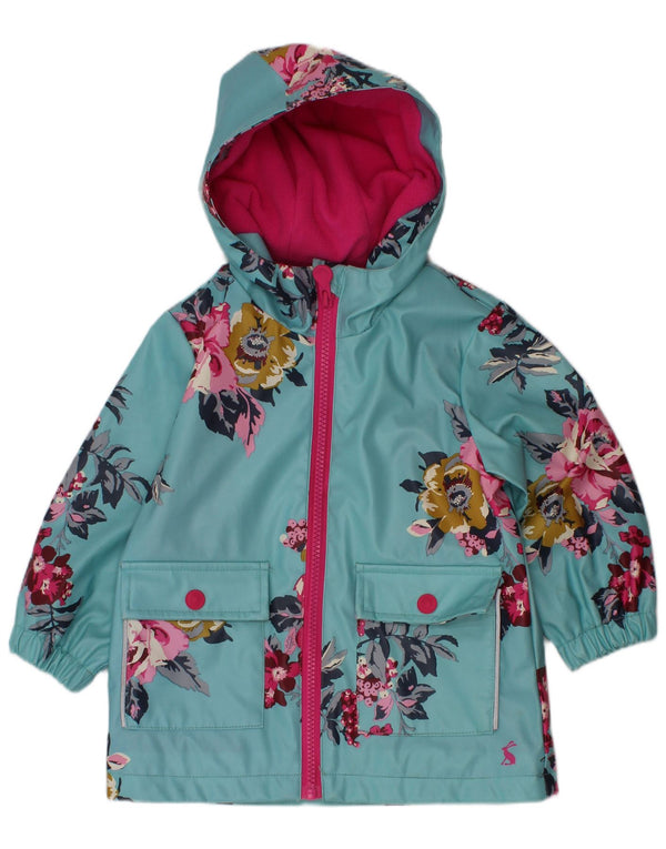 Joules Baby Girls με κουκούλα αντιανεμικό μπουφάν 18-24 μηνών μπλε λουλουδάτο