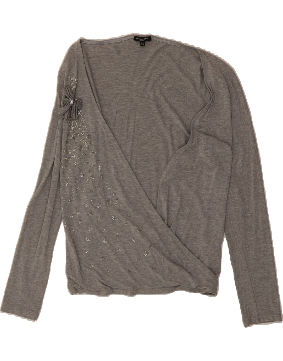 MASSIMO DUTTI Womens Long Sleeve Blouse Top UK 14 Large Grey Viscose Vintage Massimo Dutti and Second-Hand Massimo Dutti from Messina Hembry 
