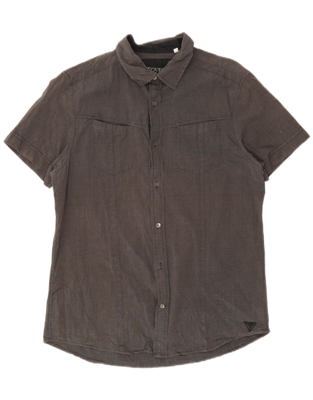 Guess Mens Short Sleeve Shirt Large Grey Cotton
