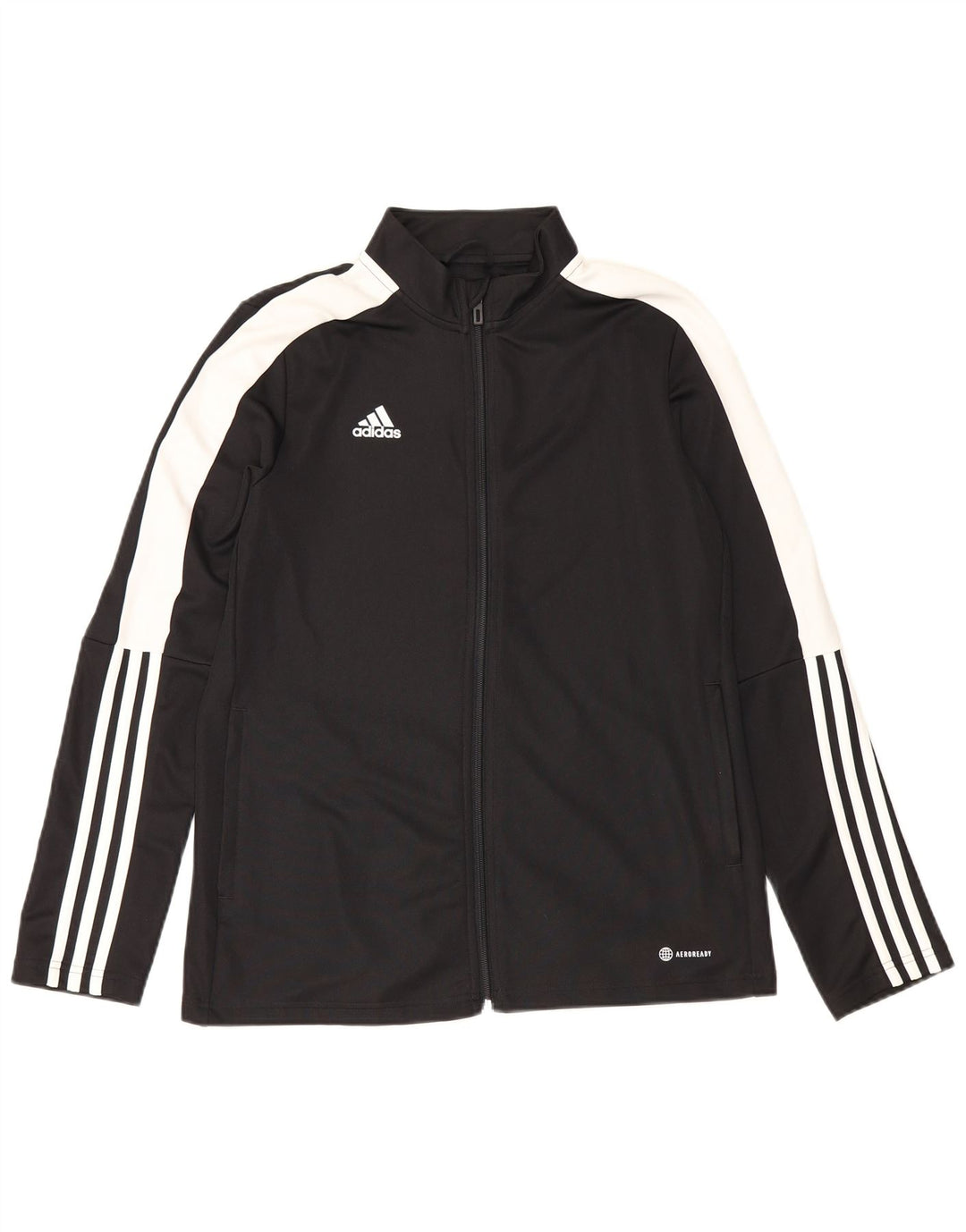 Adidas Womens Aeroready Tracksuit Top Jacket UK 16/18 Large Black Polyester