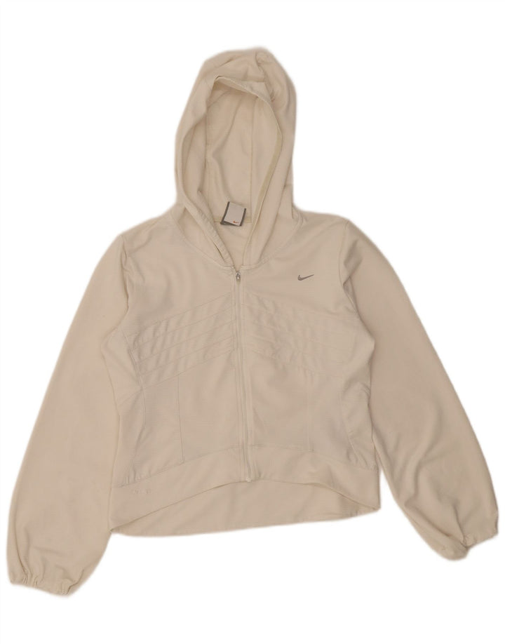 Nike Womens Crop Hooded Tracksuit Top Jacket UK 10/12 Medium White