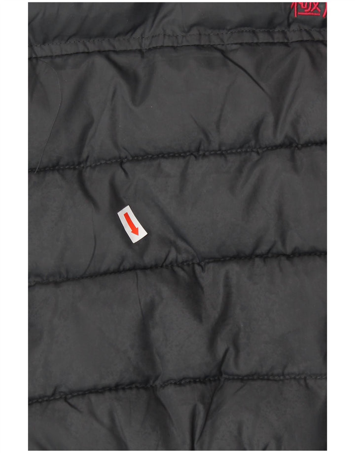 SUPERDRY Womens Hooded Padded Gilet UK 14 Medium Grey Polyester