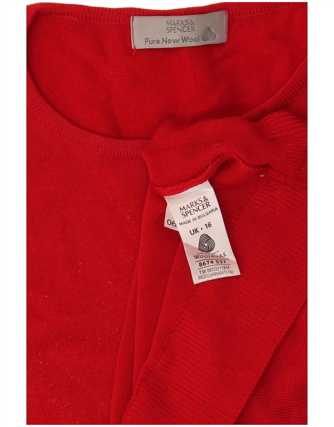 Marks & Spencer Womens Boat Neck Jumper Sweater UK 16 Large Red Wool