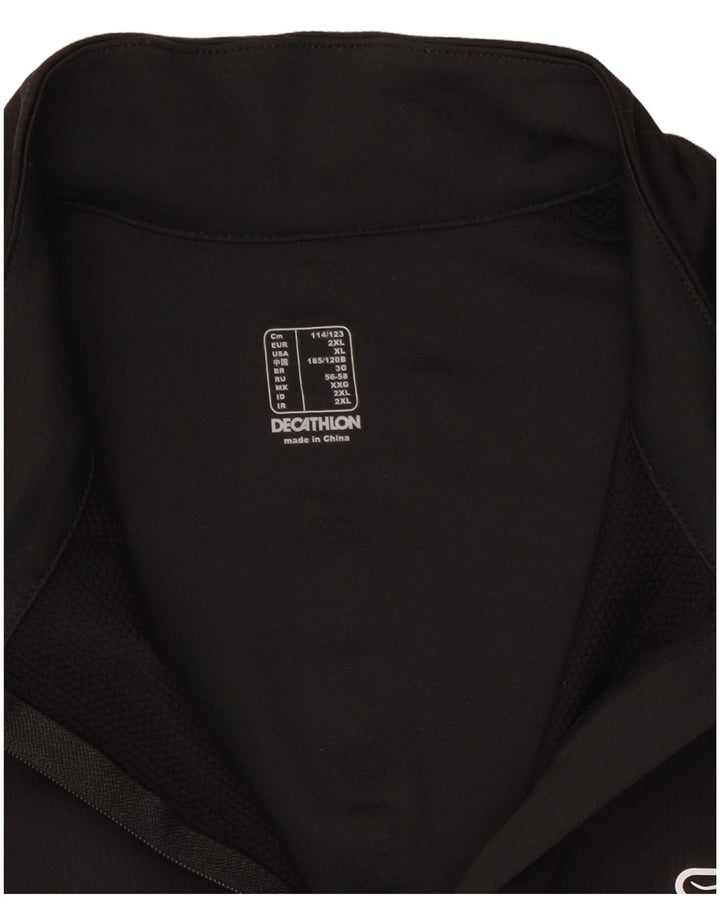 Decathlon Mens Zip Neck Pullover Tracksuit Top XL Black Colourblock