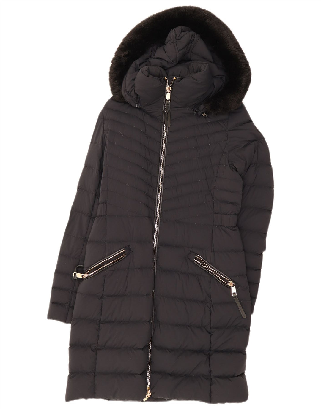 Tommy Hilfiger Wattierter Damenmantel mit Kapuze, UK 12, Mittelschwarz, Polyamid