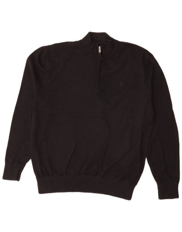 Jack Wills Mens Zip Neck Jumper Sweater XL Black Cotton