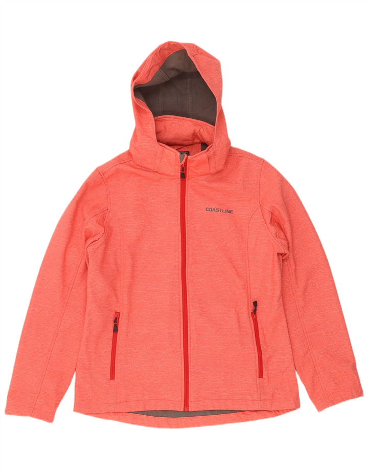 Jaqueta corta-vento com capuz feminino Coast EU 42 poliéster manchado vermelho grande