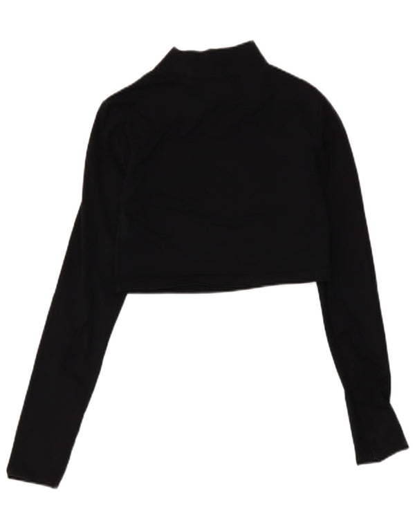 Fila Damen Crop Graphic Top Langarm UK 8 Small Schwarz Baumwolle