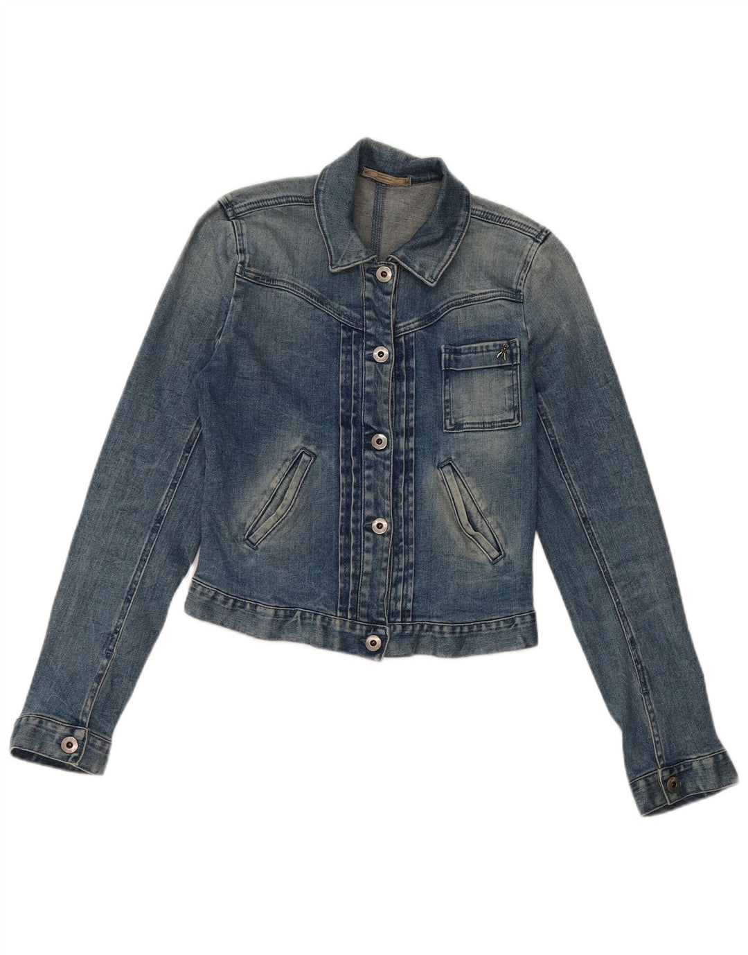 Vintage Womens Crop Denim Jacket IT 40 Small Blue Cotton