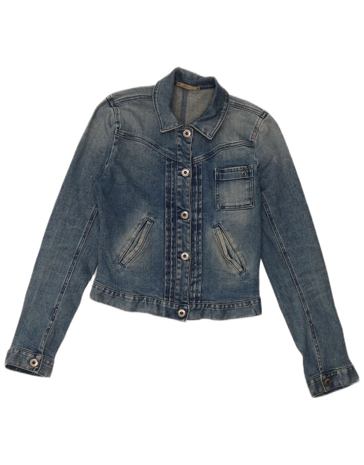 Vintage Womens Crop Denim Jacket IT 40 Small Blue Cotton