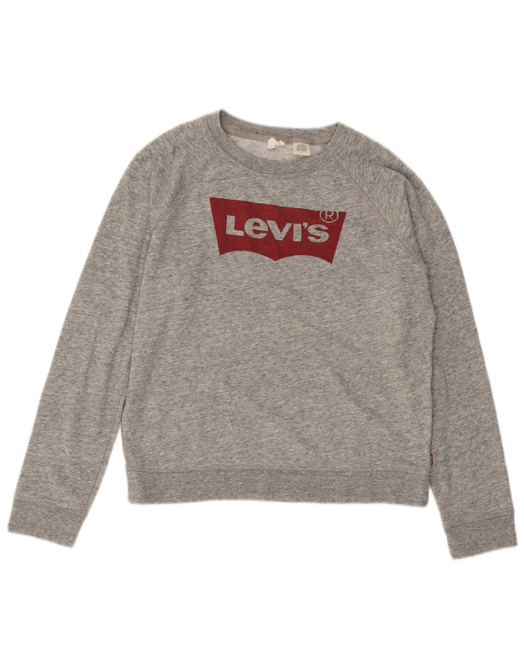 Levi's Womens Graphic Sweatshirt Jumper UK 14 Medium Grey Flecked