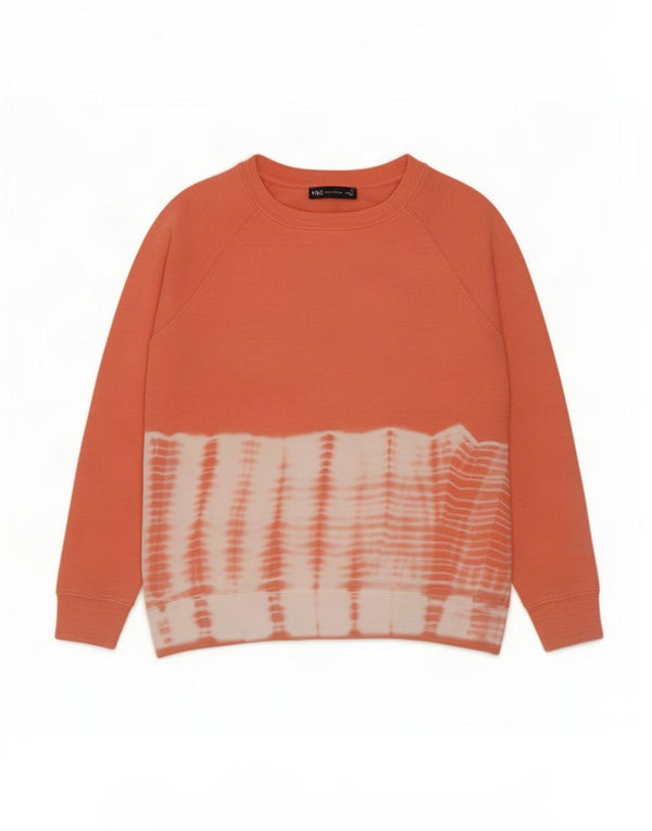 Felpa da donna Marks & Spencer Jumper UK 12 Medium Orange Tie Dye Cotton