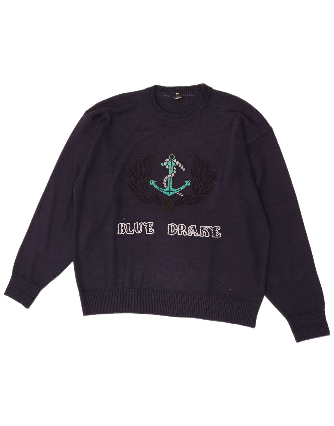 Blue Drake Mens Graphic Crew Neck Jumper Sweater Large Navy Blue