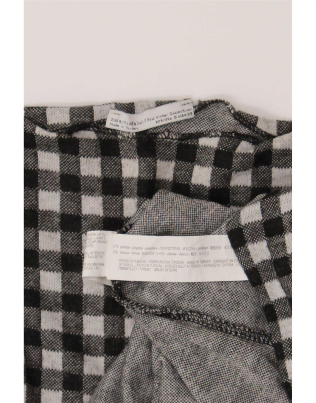Zara Womens Trafaluc Oversized Top Long Sleeve UK 10 Small Black Gingham
