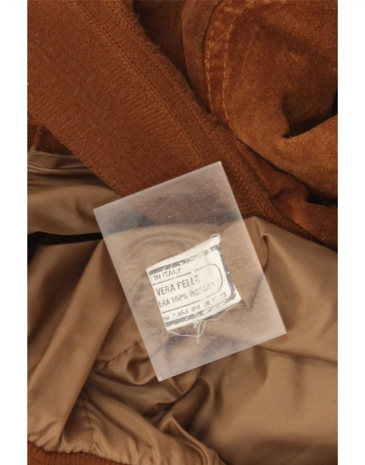 Vintage Mens Bomber Suede Jacket UK 42 XL Brown Leather