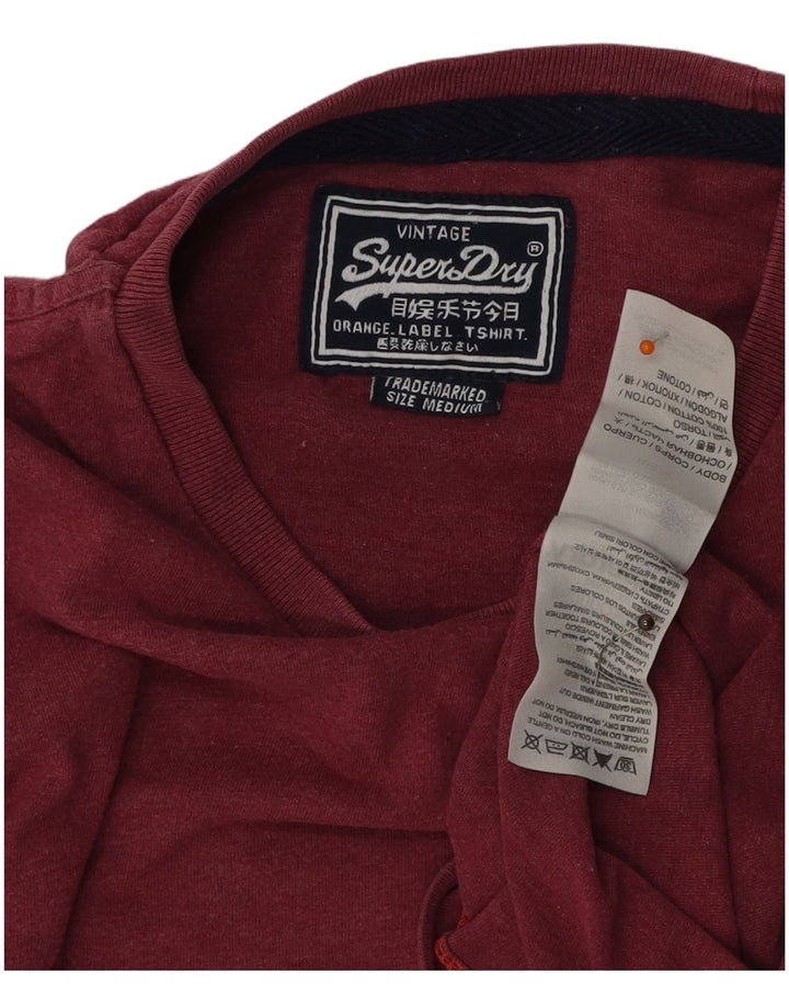 SUPERDRY Herren T-Shirt-Oberteil aus mittlerer burgunderroter Baumwolle