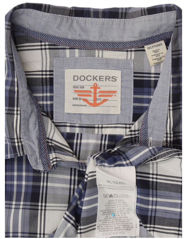 DOCKERS Herrenhemd 2XL Marineblau kariert Baumwolle