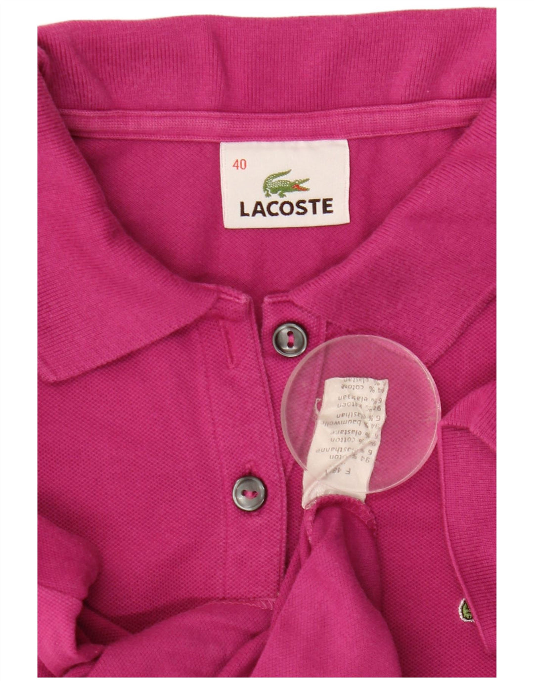 Lacoste Dame Polo Shirt Størrelse 40 Medium Pink Bomuld