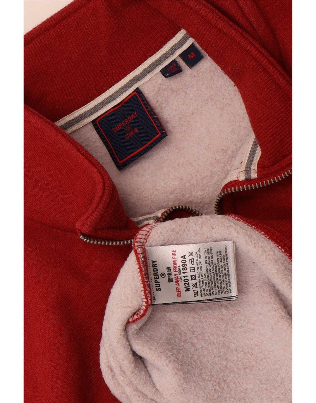 Superdry Sweat-Shirt Zip Neck Homme Rouge Moyen Coton