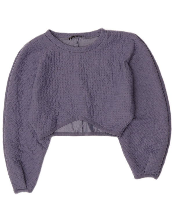 Zara Womens Crop Blouse Top UK 14 Large Purple
