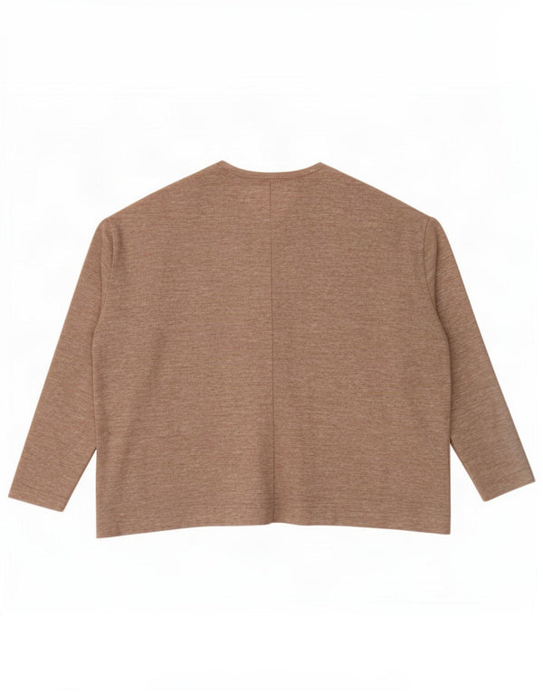 Top Zara da donna oversize a maniche lunghe UK 10 piccolo poliestere chiazzato beige