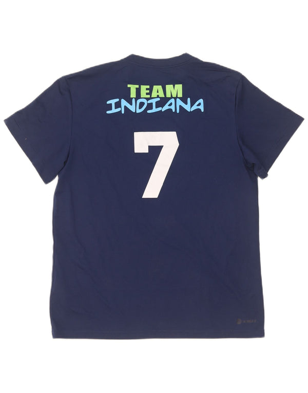 Adidas Dame Indiana Grafisk T-Shirt Top UK 12/14 Medium Navy Blue