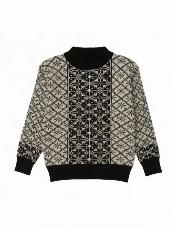 Vintage Rollkragenpullover für Jungen, 7–8 Jahre, schwarz, geometrisch, Spandex