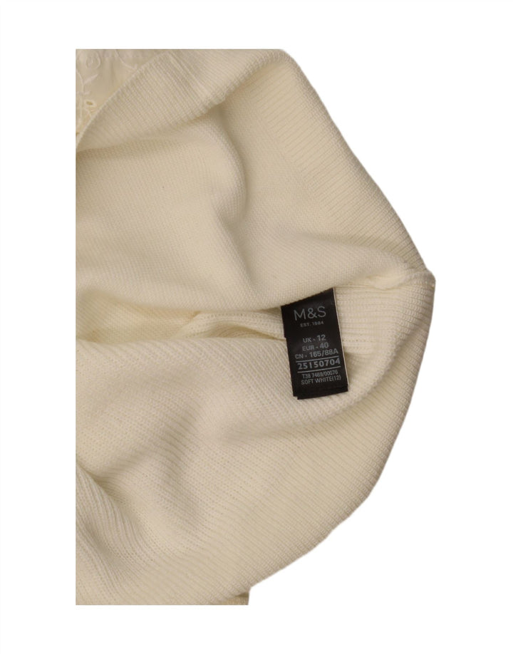Marks & Spencer Womens Boat Neck Jumper Sweater UK 12 Medium White