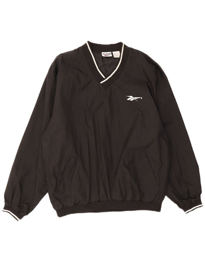 Reebok Mens Pullover Tracksuit Top XL Black Nylon