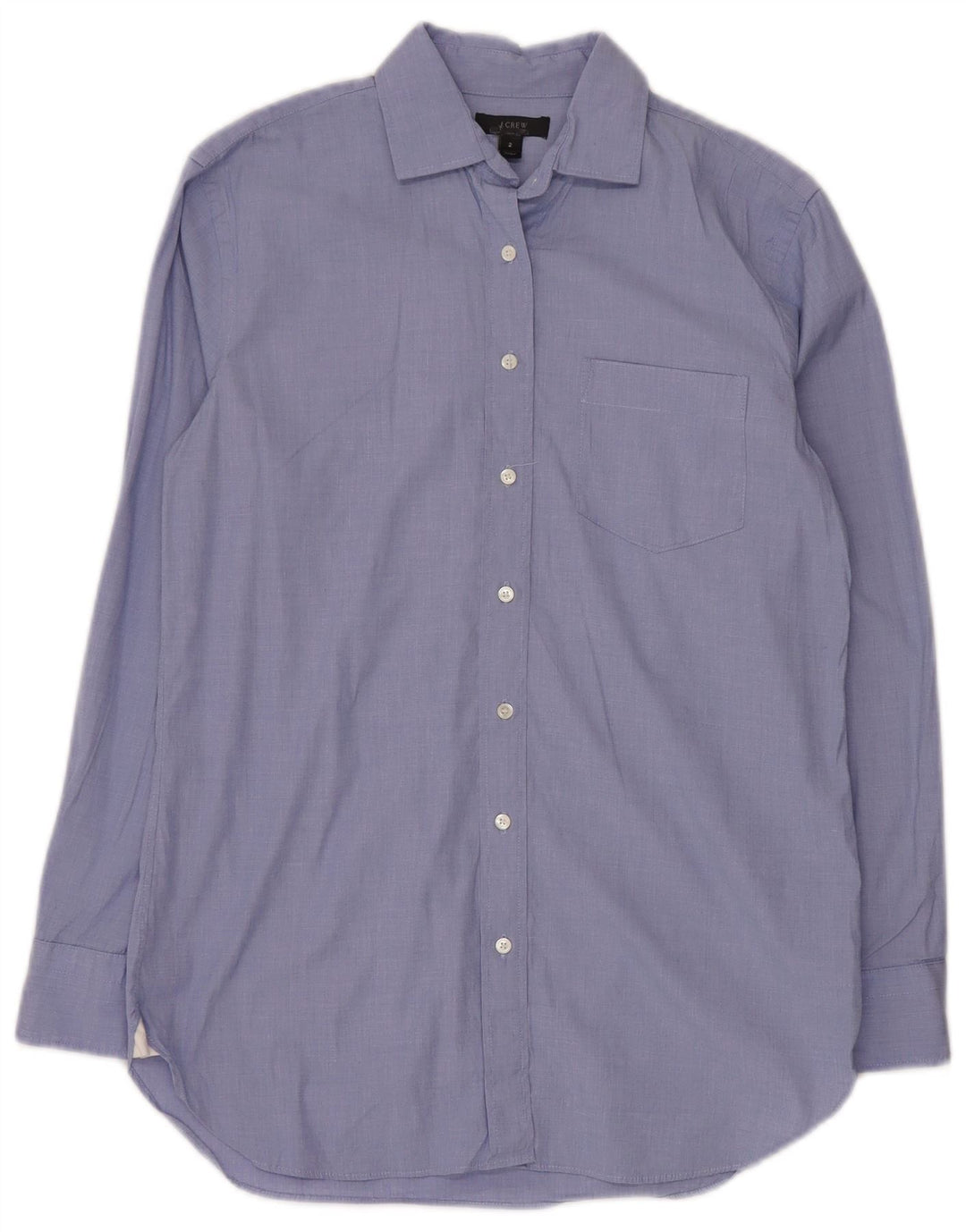 J. Crew Womens Longline Oversized Shirt US 2 XS Blue Cotton