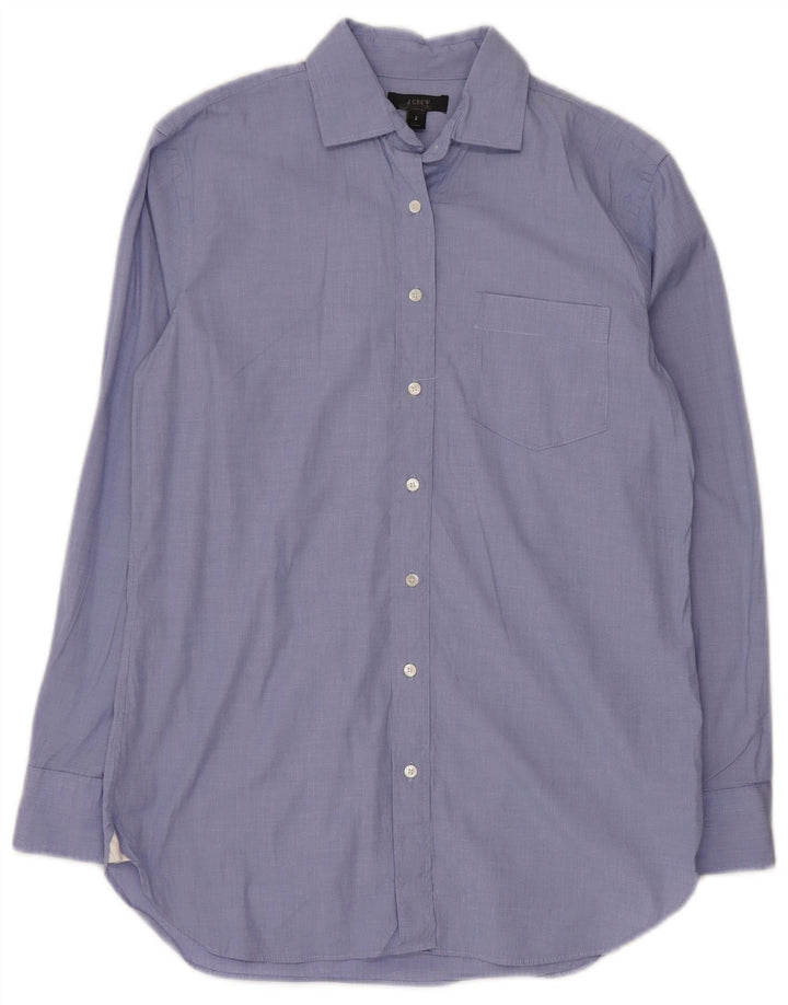J. Crew Womens Longline Oversized Shirt US 2 XS Blue Cotton