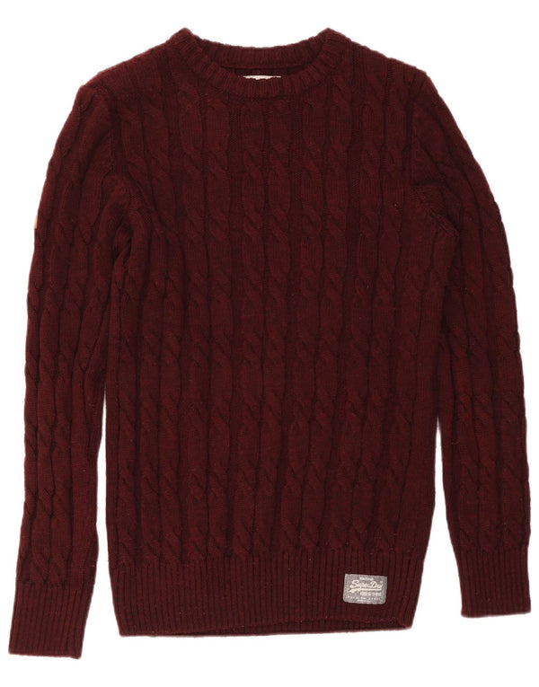 Superdry Mens Boat Neck Jumper Sweater XL Burgundy Acrylic