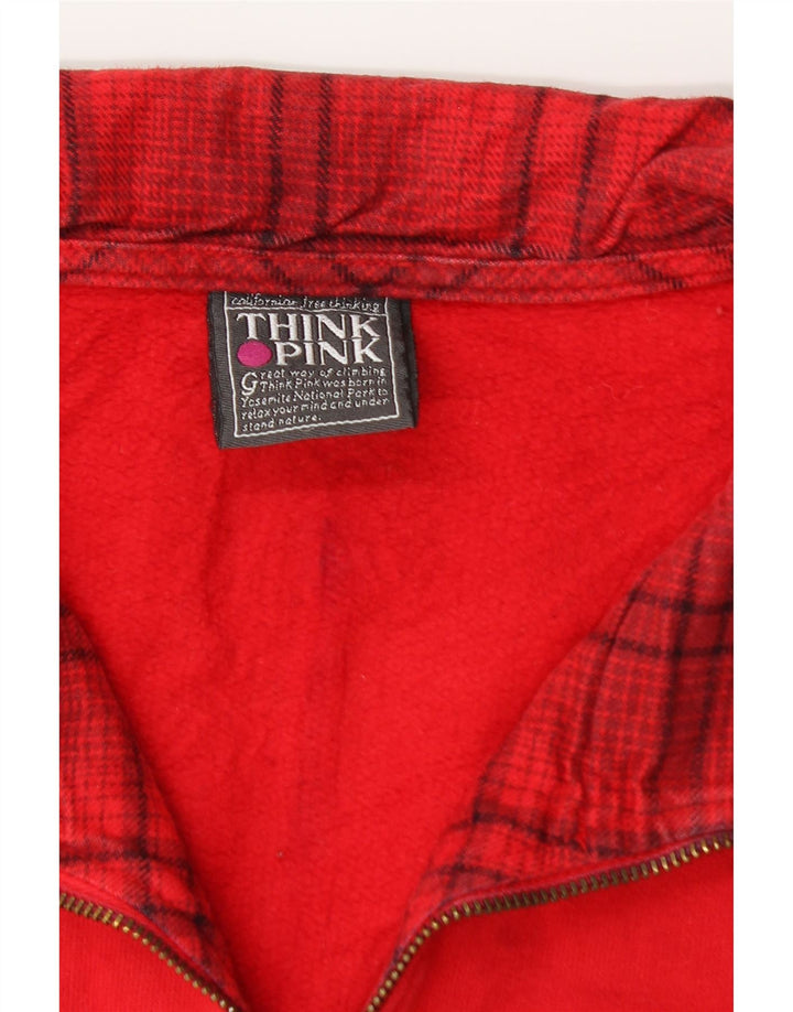 Think Pink Mens Zip Neck Sweatshirt Jumper Large Red