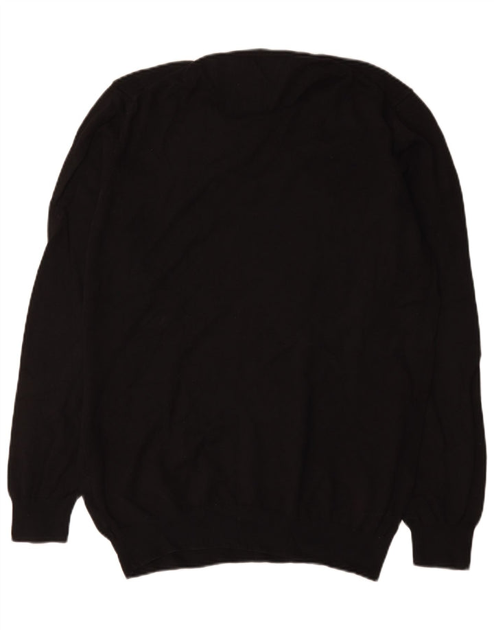 Zara Mens Crew Neck Jumper Sweater XL Black Cotton