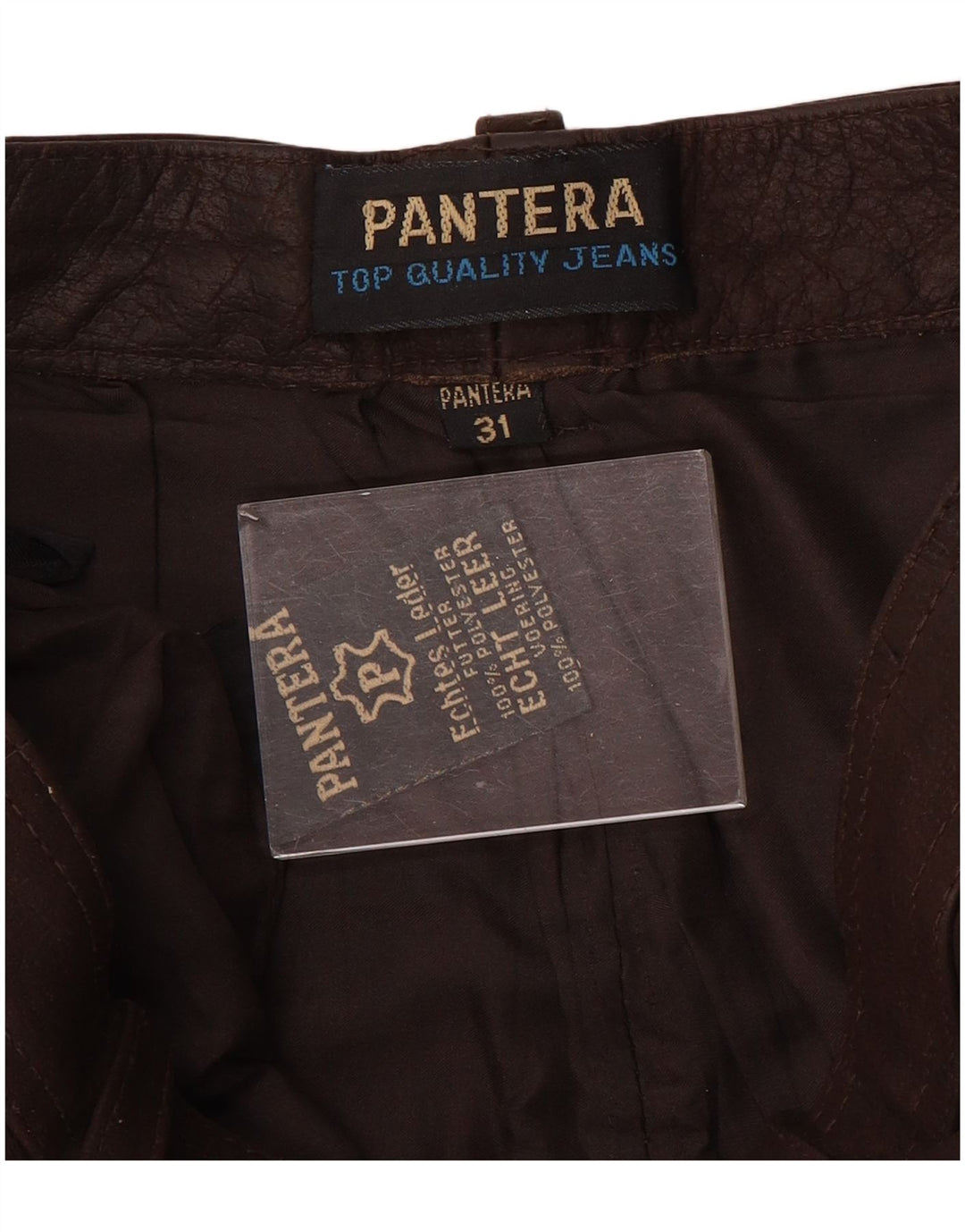 Pantera Herre Slim Ruskindsbukser W31 L31 Brunt Læder