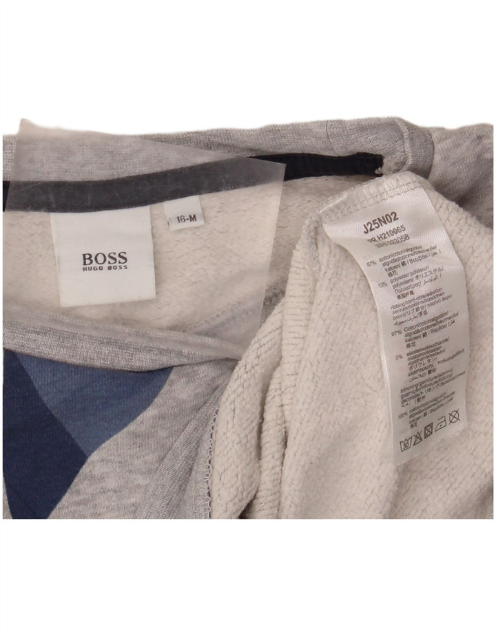 HUGO BOSS Grafisk sweatshirt til drenge 15-16 år Medium Grå Geometrisk