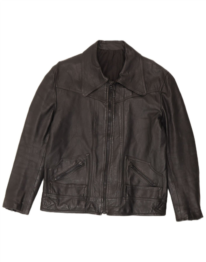 Vintage Mens Leather Jacket UK 38 Medium Black