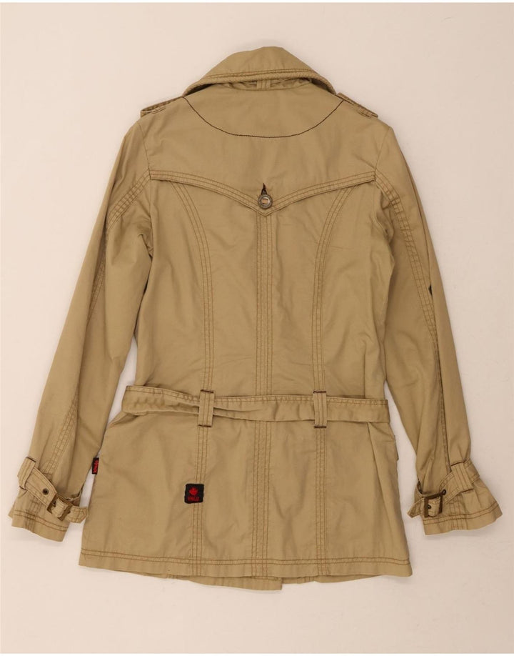 KHUJO Womens Double Breasted Trench Coat UK 14 Medium Beige Cotton Vintage KHUJO and Second-Hand KHUJO from Messina Hembry 