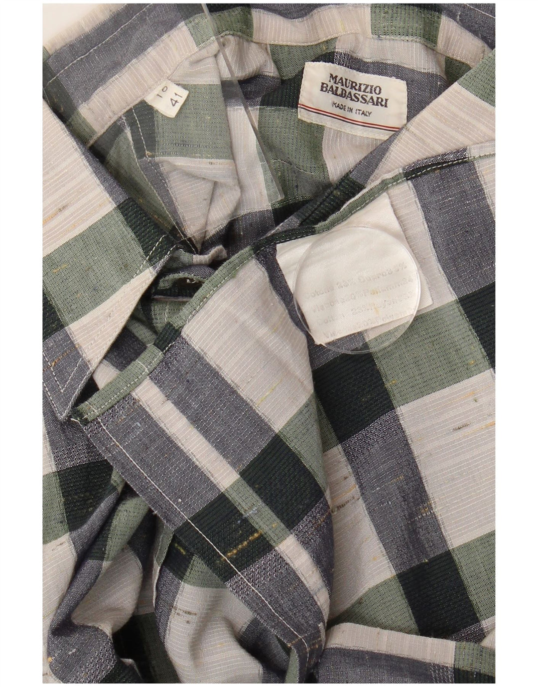 Maurizio Baldassari Mens Shirt Size 41 16 Large Multicoloured Check Cotton