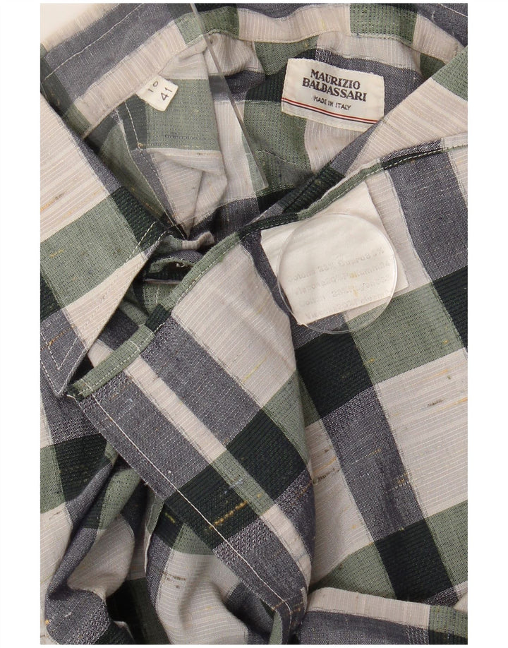Maurizio Baldassari Mens Shirt Size 41 16 Large Multicoloured Check Cotton