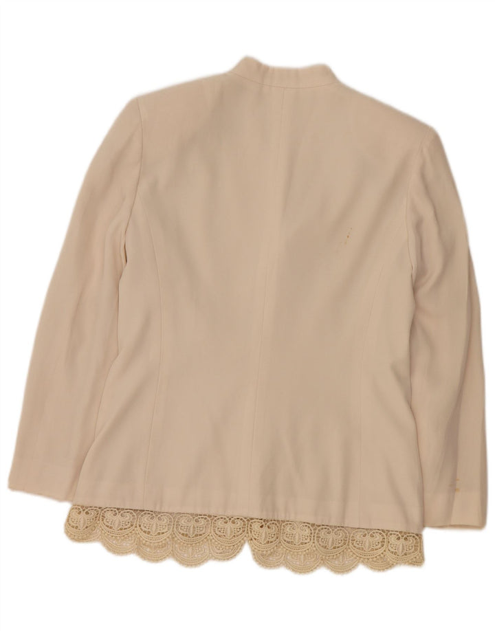 LUISA SPAGNOLI Womens 3 Button Blazer Jacket IT 42 Medium Beige Acetate