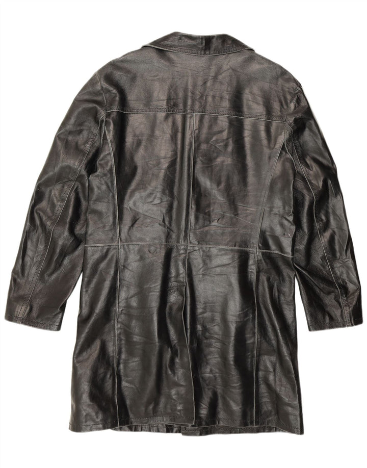 Davin Mens Leather Coat UK 40 Large Black Leather