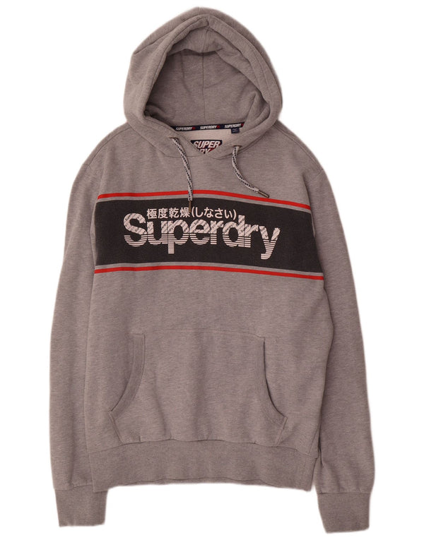 Superdry Mens Graphic Hoodie Jumper 2XL Grey Colourblock Cotton