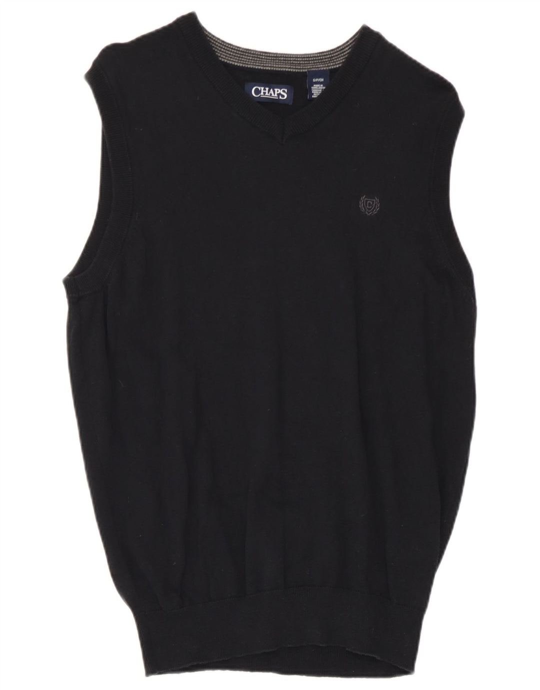 Chaps Mens Vest Tank Top Small Black Cotton