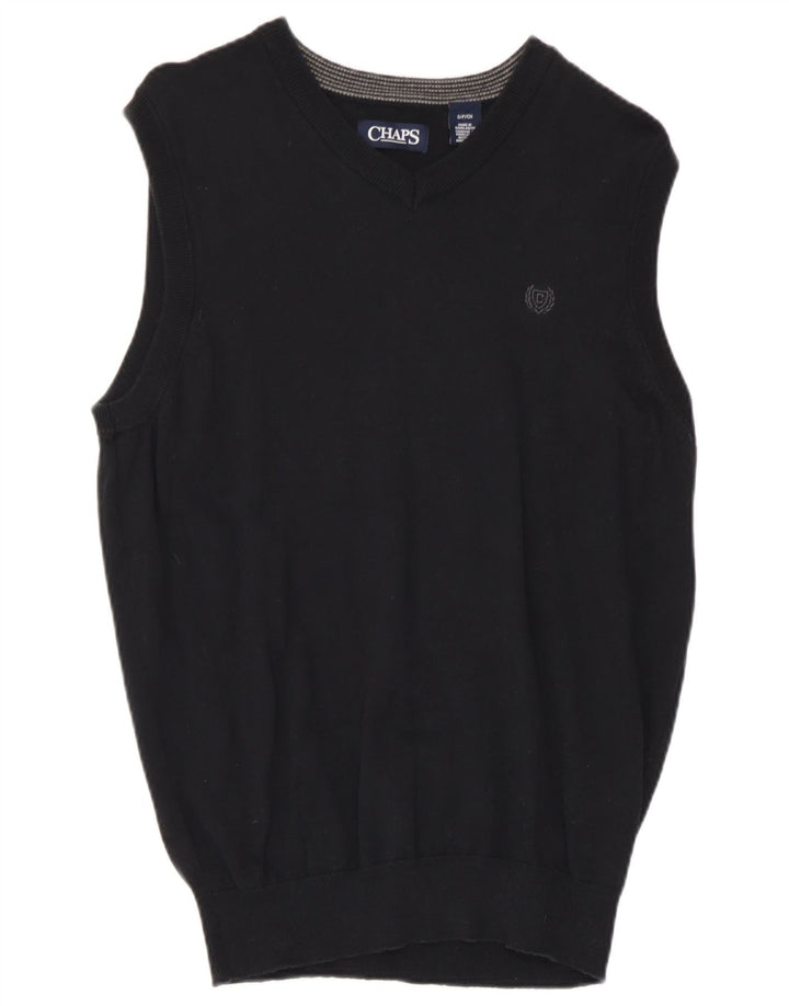 Chaps Mens Vest Tank Top Small Black Cotton