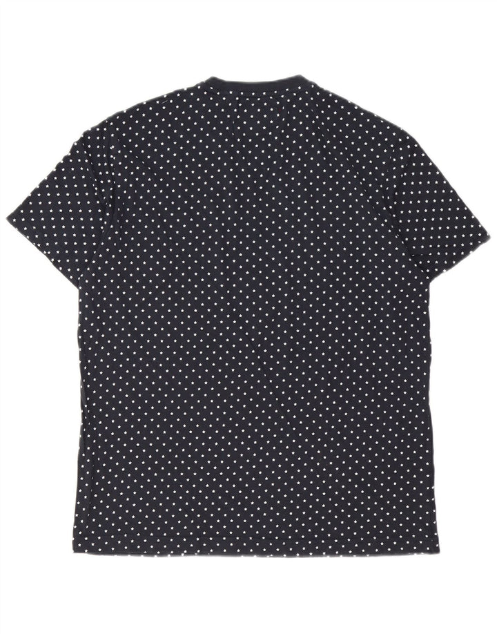 Penguin Mens T-Shirt Top Large Navy Blue Spotted Cotton