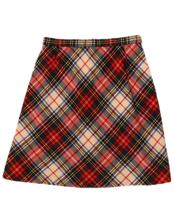 Vintage Womens A-Line Skirt W24 XS Multicoloured Plaid