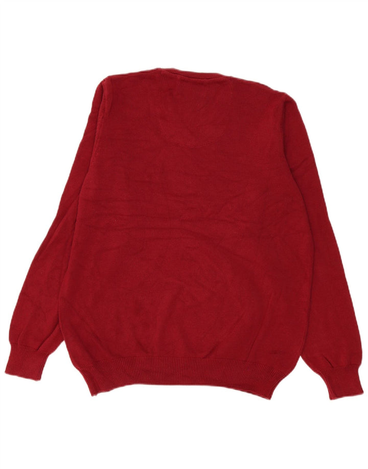 Maglione da uomo con scollo a V Marks & Spencer in cotone rosso medio